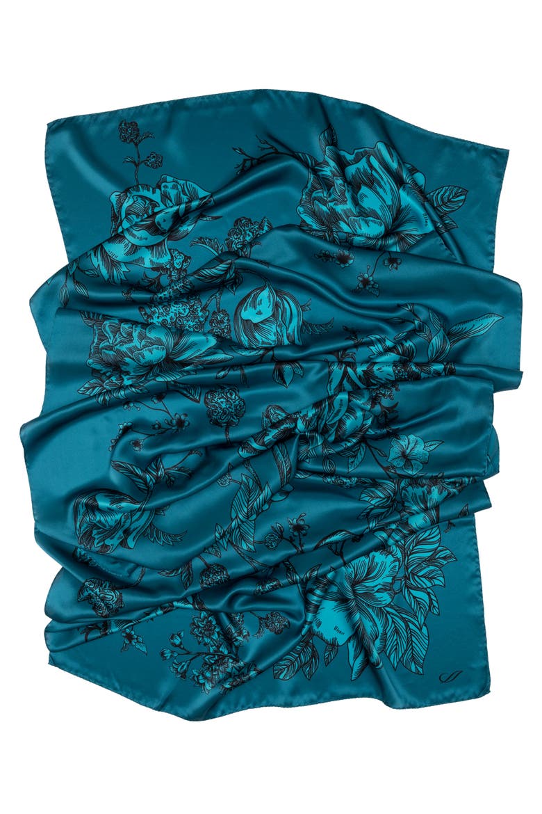Isabella - Silk Scarf/Shawl for Women, Alternate, color, Peacock Blue