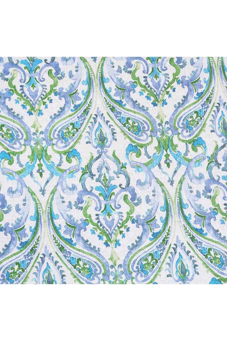 Juliet Quilted Reversible Bright Paisley Dining Table Runner 14" x 51", Alternate, color, Blue