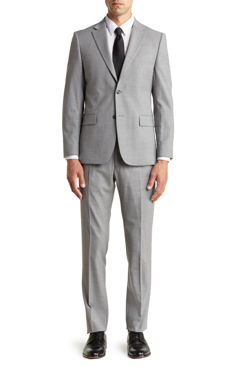Tommy Hilfiger Classic Fit Light Grey Grid Print Wool Blend Suit, Main, color, Light Grey