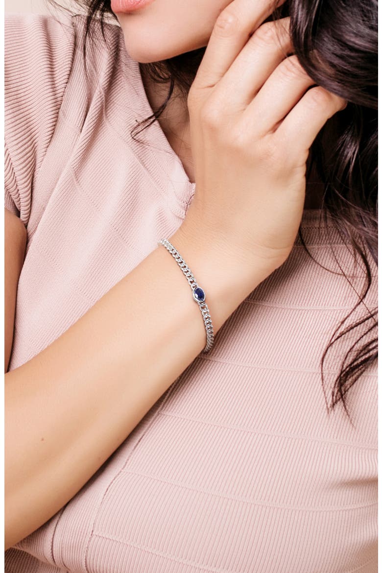 Lab-Grown Blue Topaz Chain Bracelet & Pendant Necklace Set, Alternate, color, BLUE