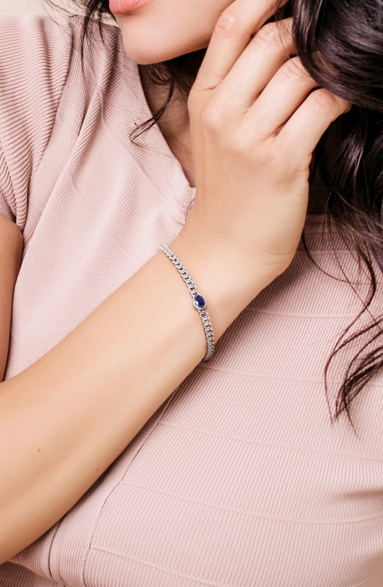 DELMAR Lab-Grown Blue Topaz Chain Bracelet & Pendant Necklace Set, Alternate, color,