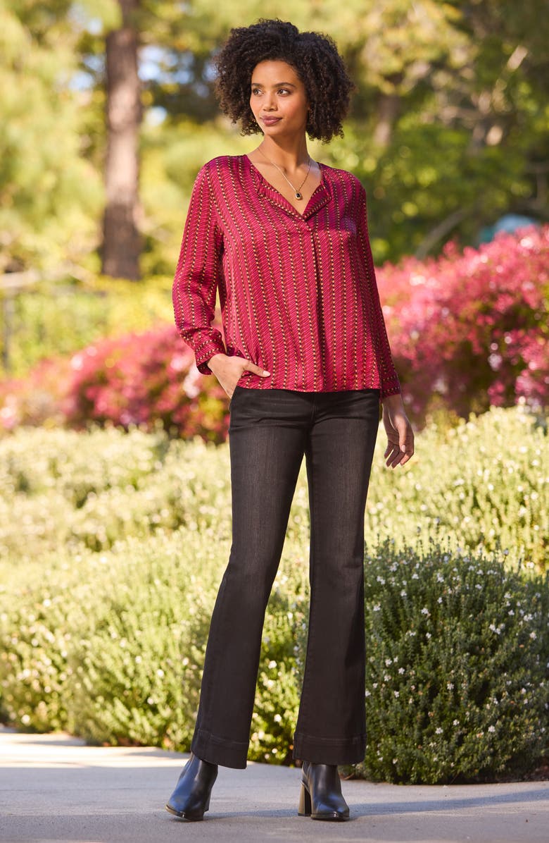 Liverpool Ruby Dotted Stripe Popover Top, Alternate, color, Ruby Dotted Stripe