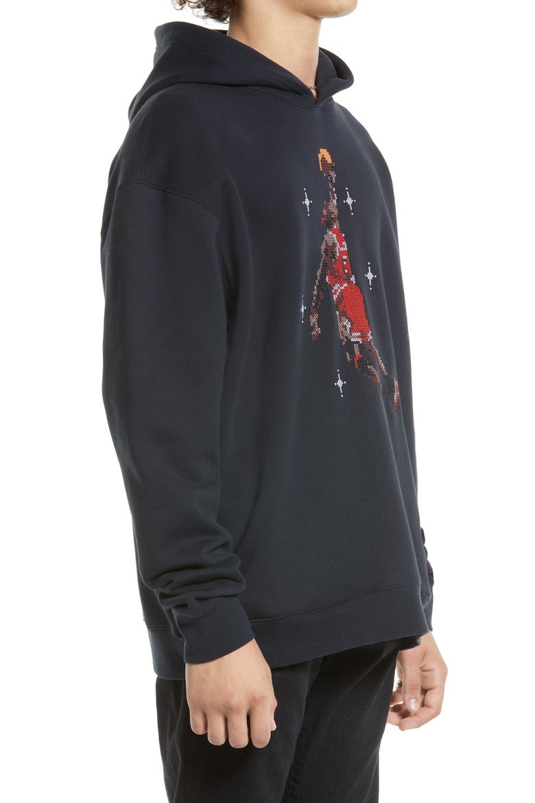 Essential Fleece Graphic Hoodie, Alternate, color, BLACK