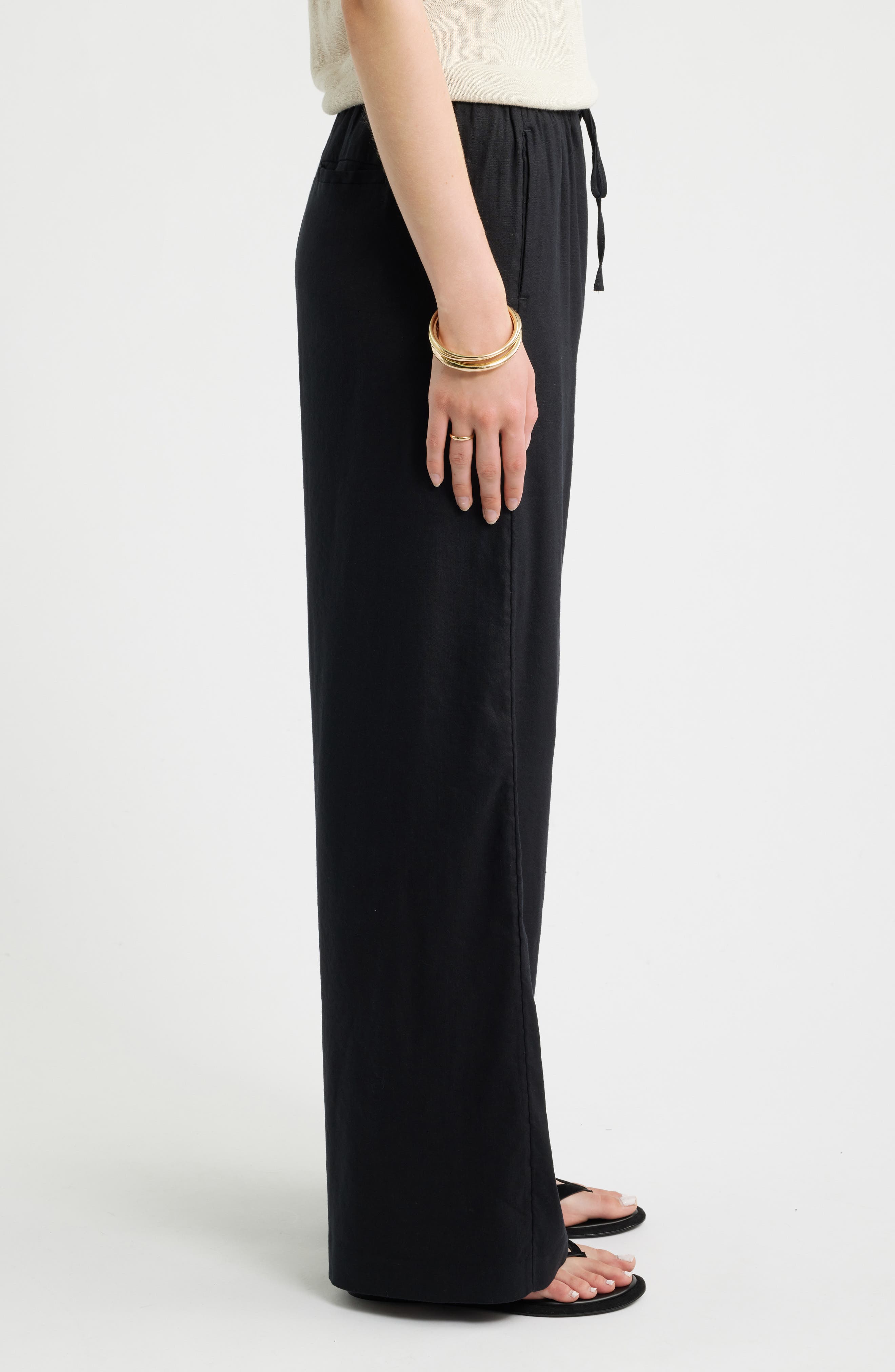 Женские Nordstrom Linen Blend Drawstring Pants — фото 4