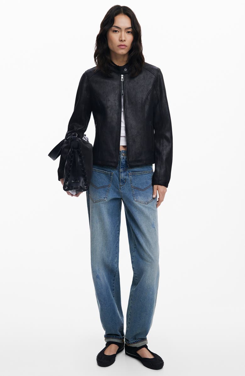 Desigual Faux Leather Jacket, Alternate, color, Black