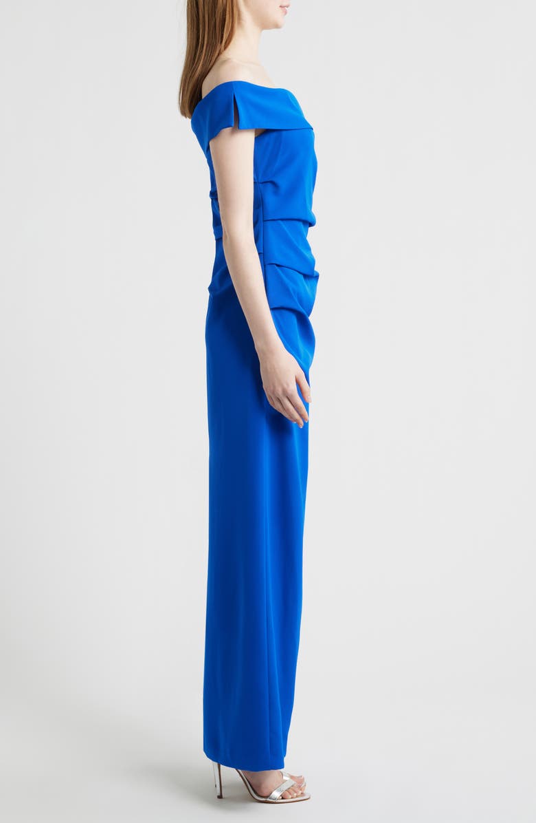 Vince Camuto Laguna Pleated Off the Shoulder Gown, Alternate, color, Cobalt