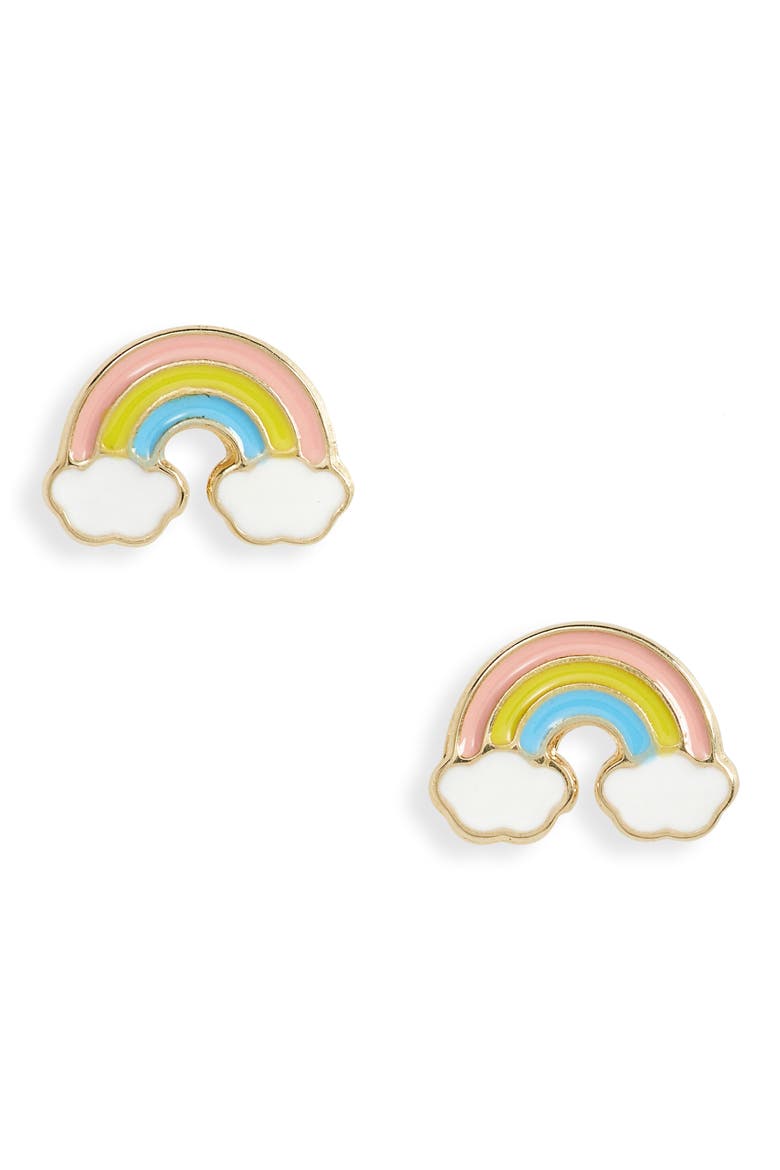 Kids' 14K GoldRainbow Stud Earrings (Nordstrom Exclusive), Main, color, 14K YELLOW GOLD