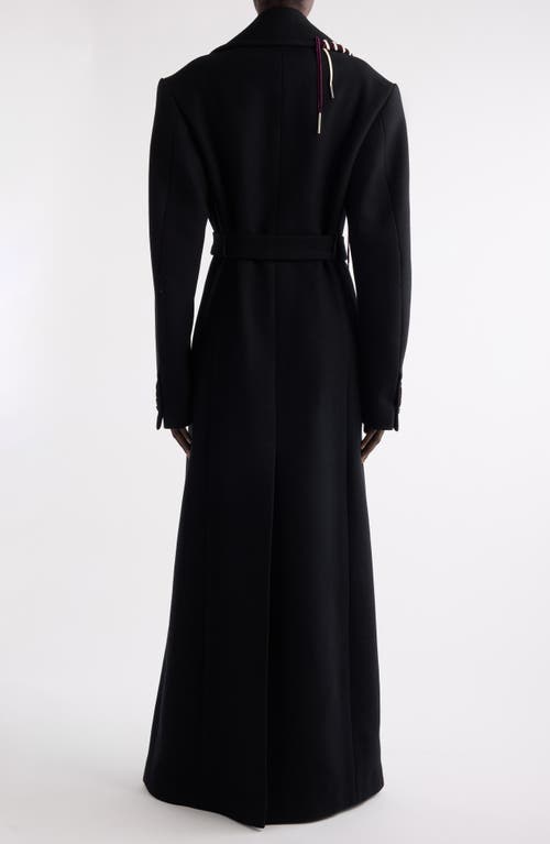 Dries Van Noten Belted Embellished Velvet-trimmed Wool-blend Coat In Black
