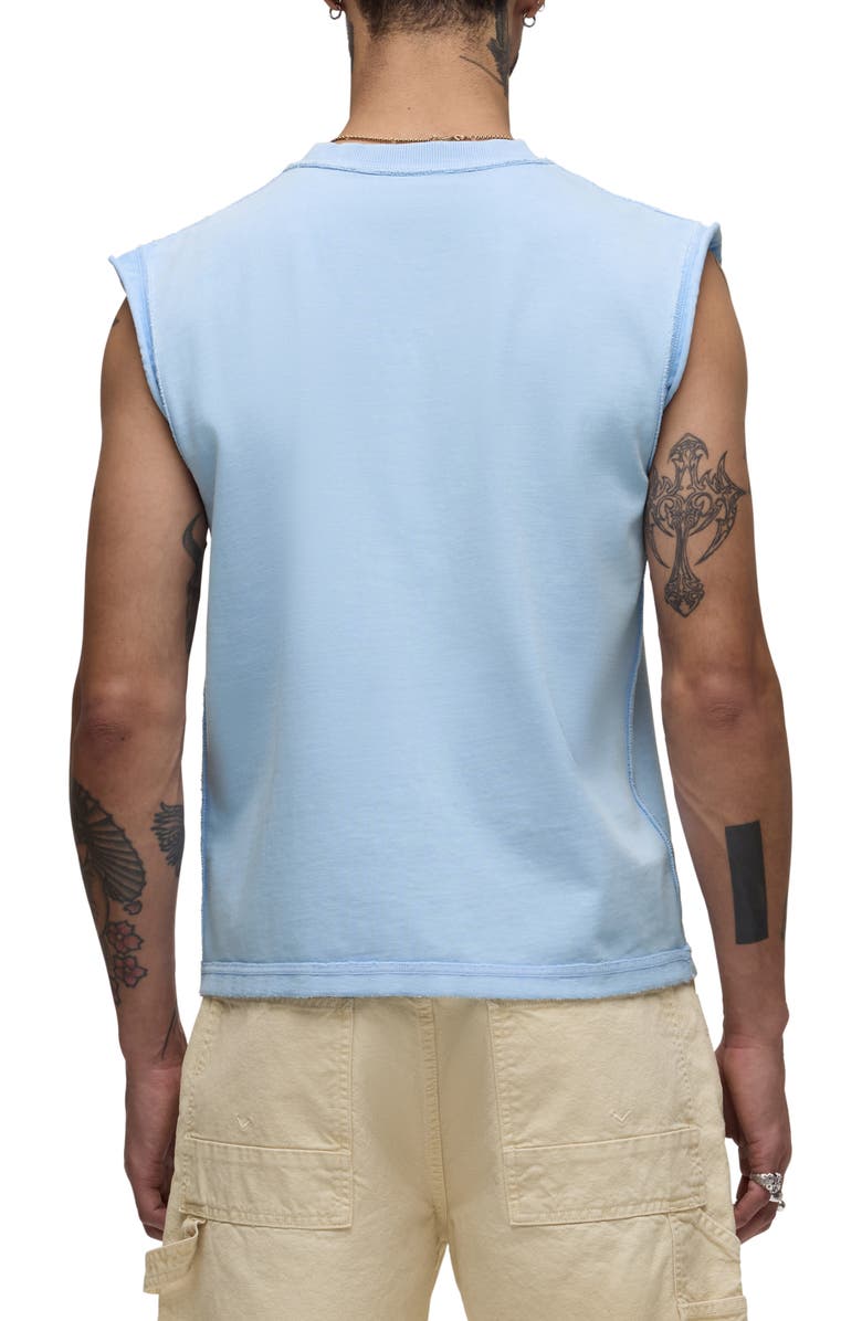 Hudson Jeans Leo Cut Off Logo Graphic T-Shirt, Alternate, color, Blue Storm
