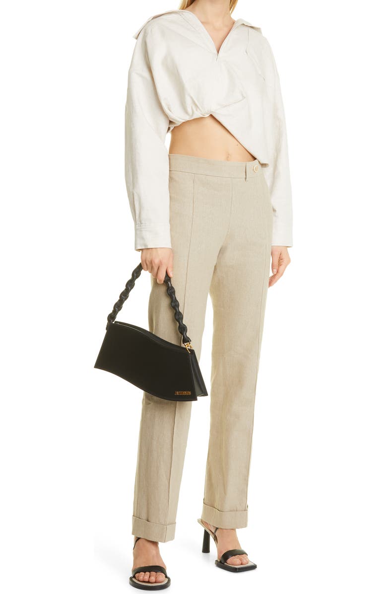 Jacquemus La Vague Leather Shoulder Bag, Alternate, color,