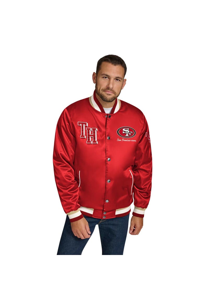 Men's Tommy Hilfiger Scarlet San Francisco 49ers Dante Full-Snap Satin Jacket, Main, color, Scarlet