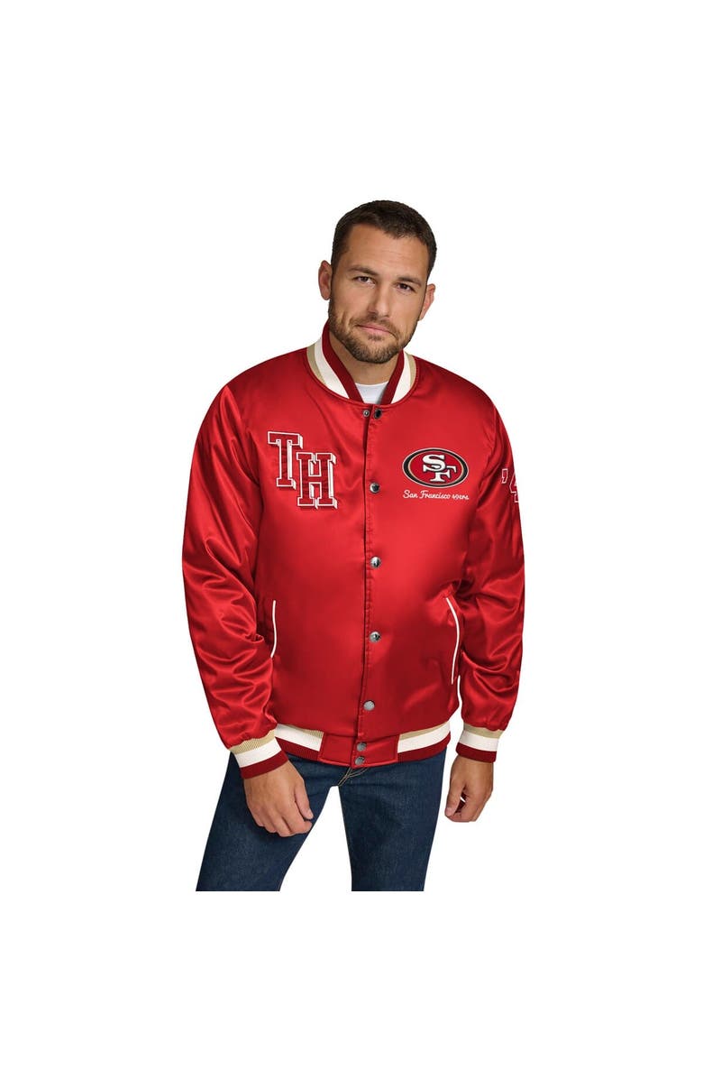 Tommy Hilfiger Men's Tommy Hilfiger Scarlet San Francisco 49ers Dante Full-Snap Satin Jacket, Main, color, Scarlet
