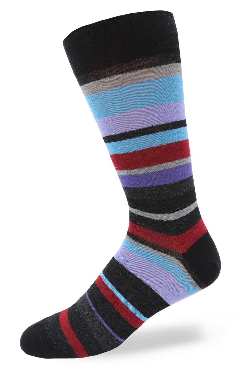 Lorenzo Uomo Stripe Wool Blend Dress Socks, Main, color,