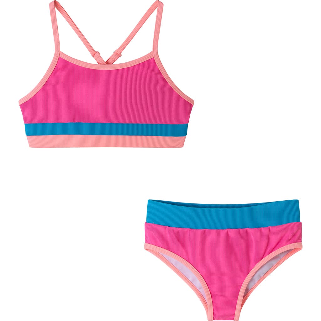 Andy & Evan Kids' Colorblock Rib Two-piece Swimsuit