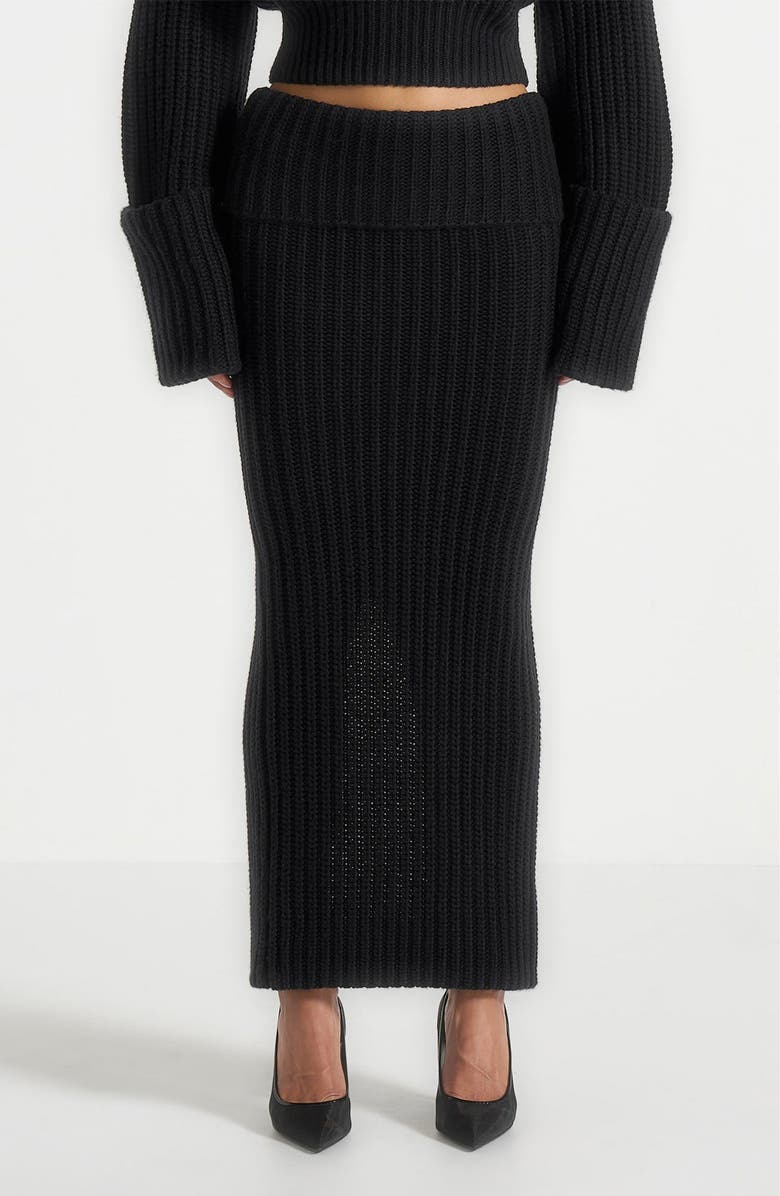 Manière De Voir Lyra Knit Maxi Skirt with Foldover, Main, color, Black