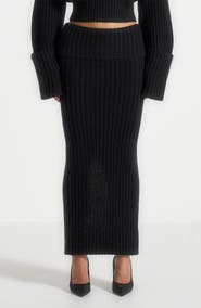 Manière De Voir Lyra Knit Maxi Skirt with Foldover