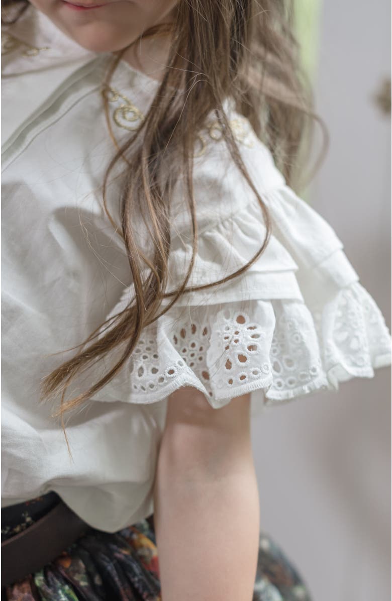 Petite Maison Kids Alexis Blouse and Skirt Set, Alternate, color, Brown Flower Print