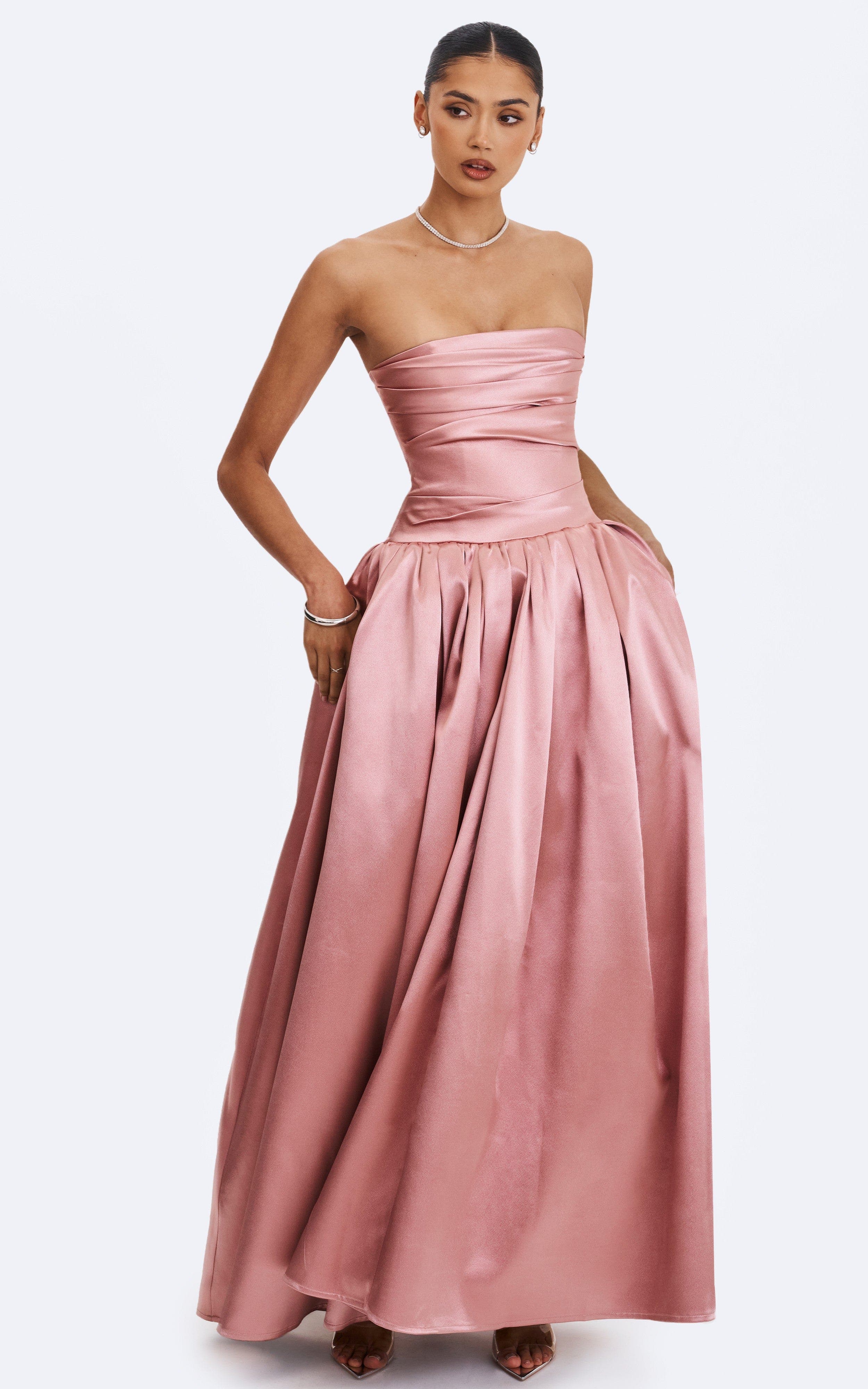 Willette Satin Strapless Gathered Maxi Dress - image 2