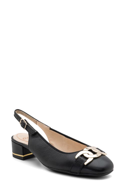 ara Gallant Sling 2.0 Pump in Black Leather 