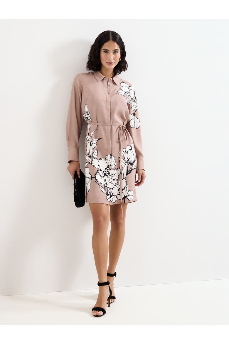 Kendra Belted Shirt Dress, Main, color, Brown