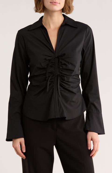 Long Sleeve Bow Front Top