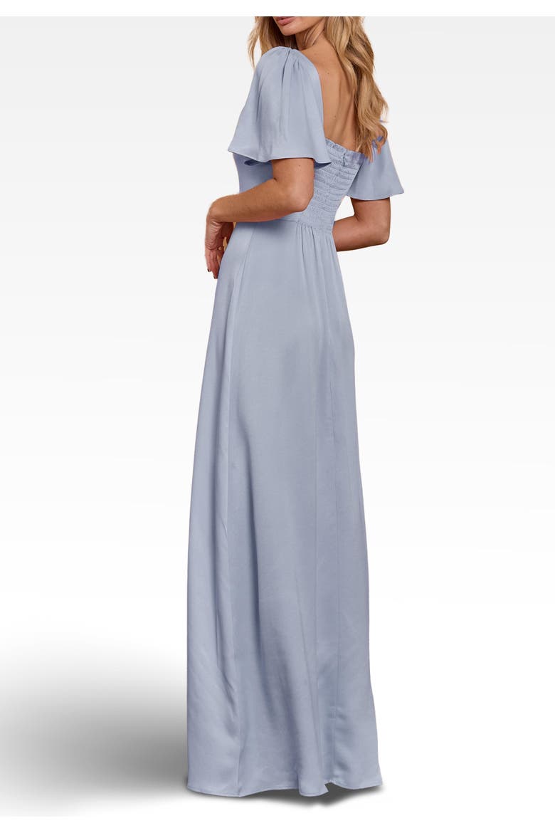 Clemmie Satin Bridesmaid Dress, Alternate, color, Duck Egg