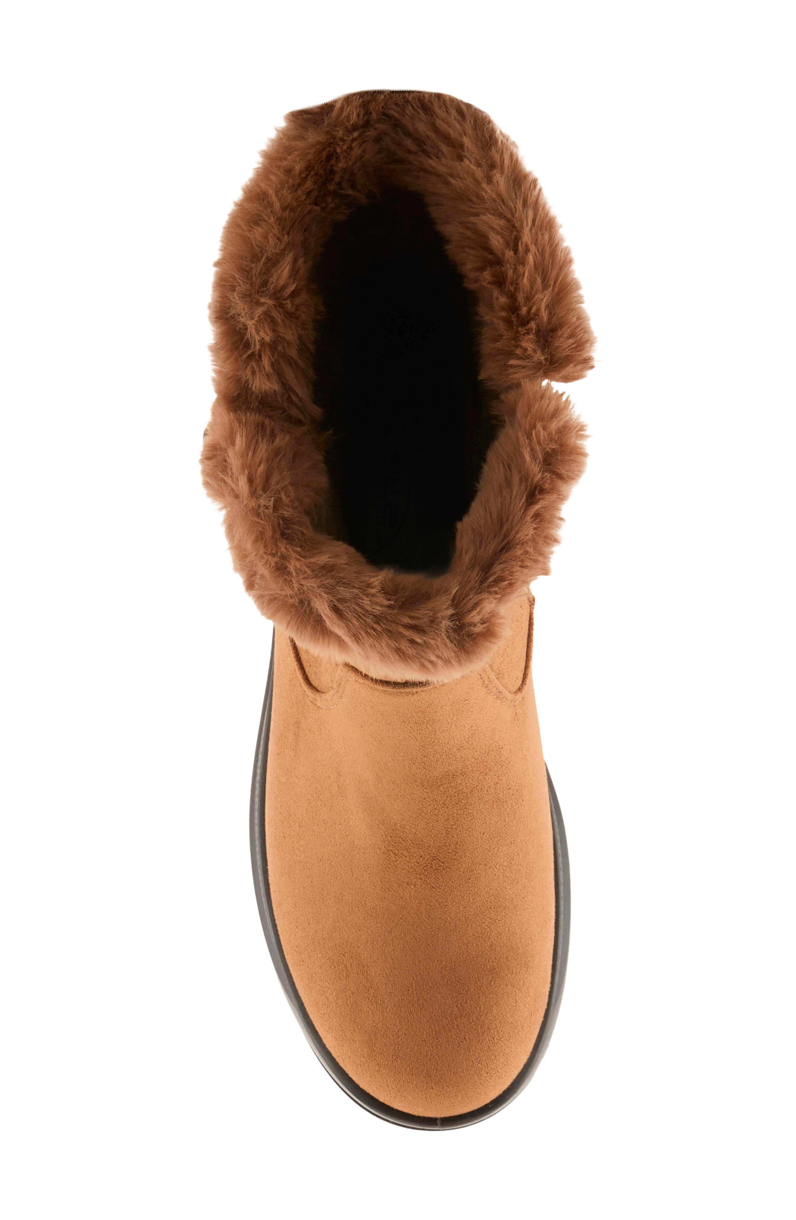 Galoshe Water Resistant Faux Fur Bootie, Alternate, color, CAMEL