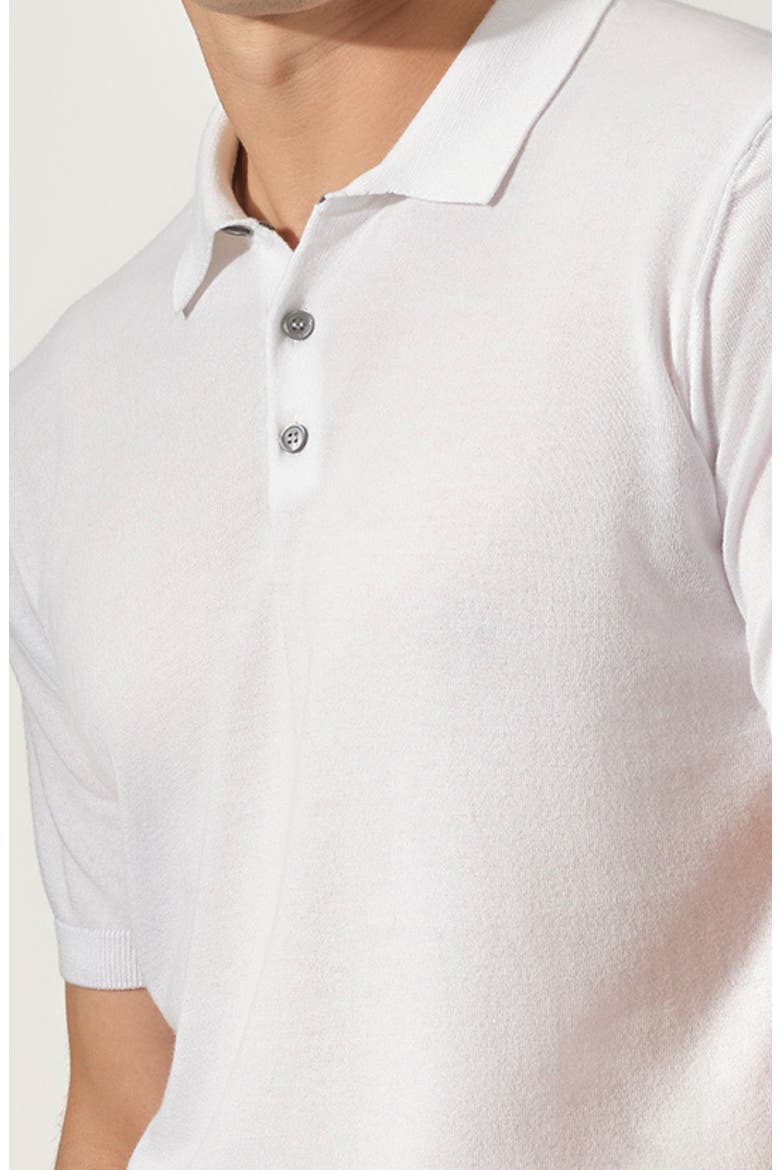 Cotton Blend Polo Sweater, Alternate, color, WHITE