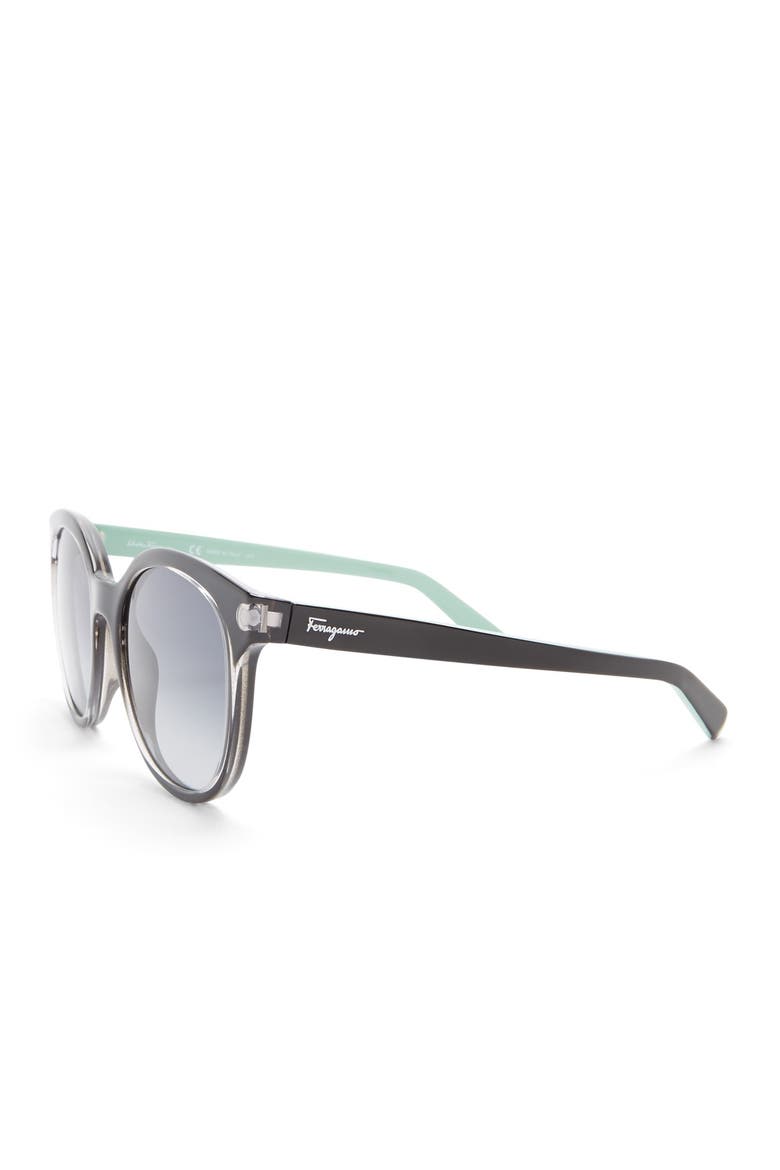 53mm Round Acetate Sunglasses, Alternate, color, CRYSTAL BLACK