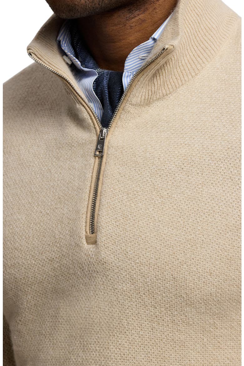 Bird's Eye Cashmere Half Zip Sweater, Alternate, color, CHAMPAGNE MELANGE