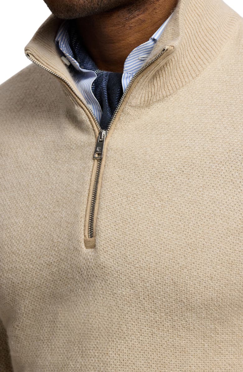 Ralph Lauren Purple Label Bird's Eye Cashmere Half Zip Sweater, Alternate, color, Champagne Melange