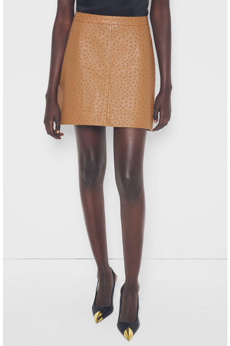 Nadine Upcycled Leather Skirt, Alternate, color, Amber