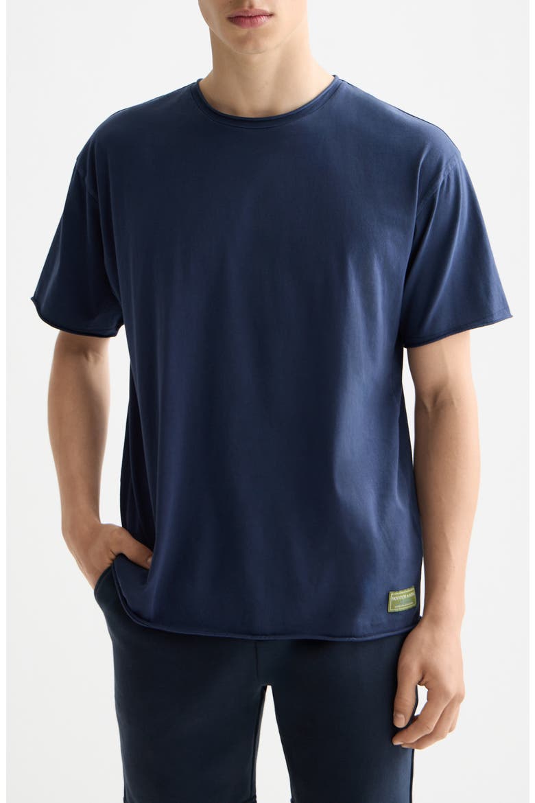 Raw Edge Cotton T-Shirt, Main, color, PEACOAT