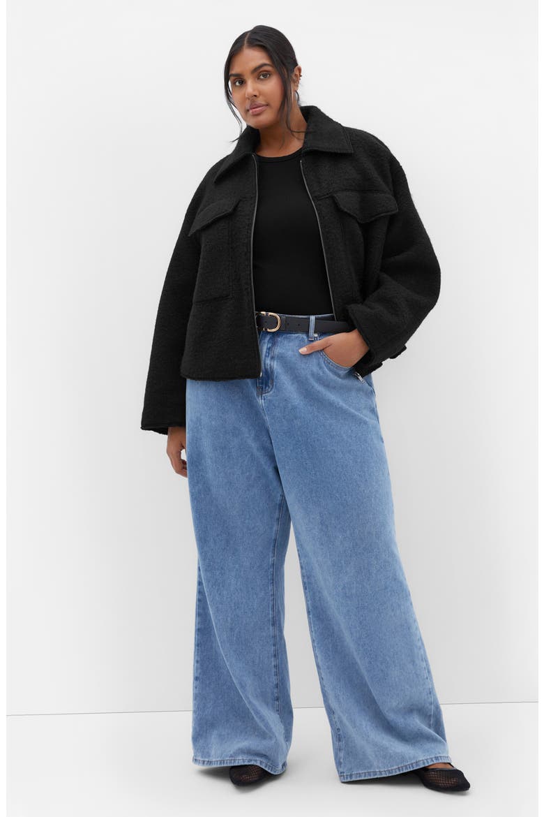 Crop Bouclé Jacket, Alternate, color, BLACK