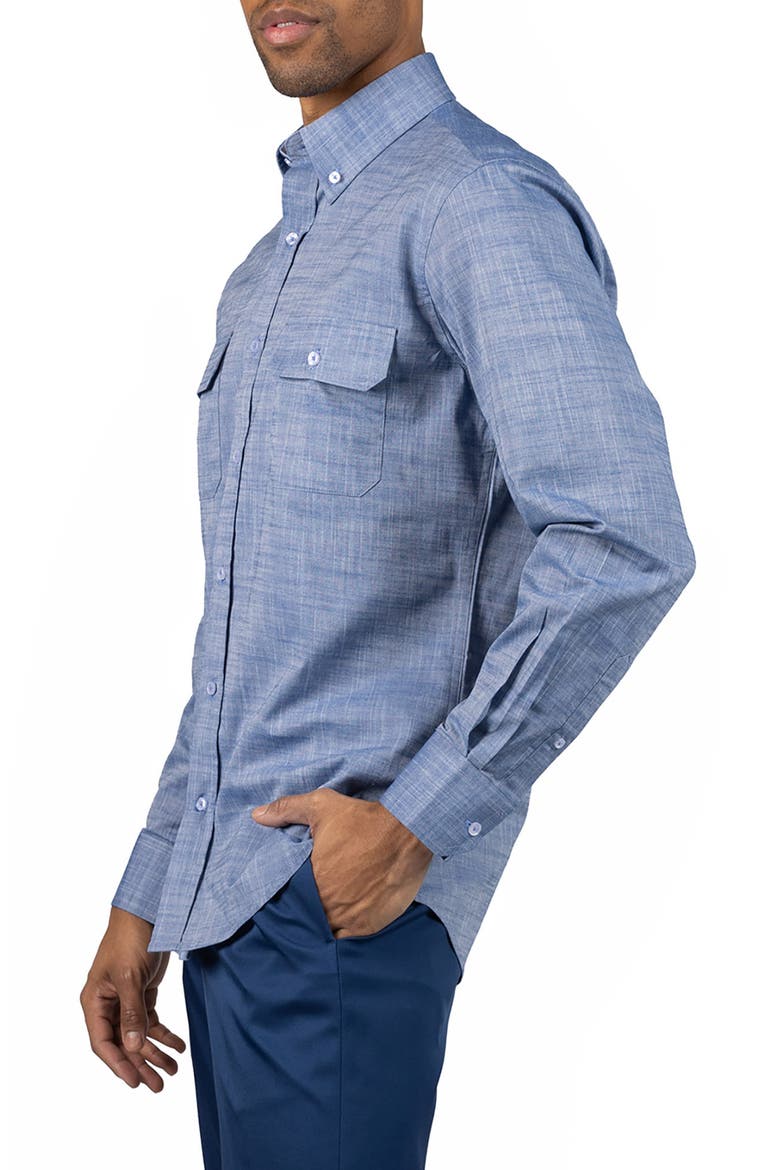Signature Cotton Chambray Button-Down Shirt, Alternate, color, DENIM