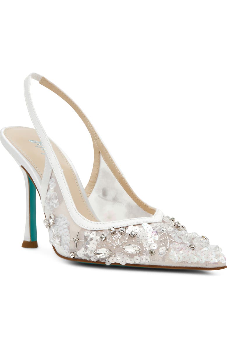 Betsey Johnson Eddie Pointed Toe Slingback Pump, Main, color, Ivory Multi