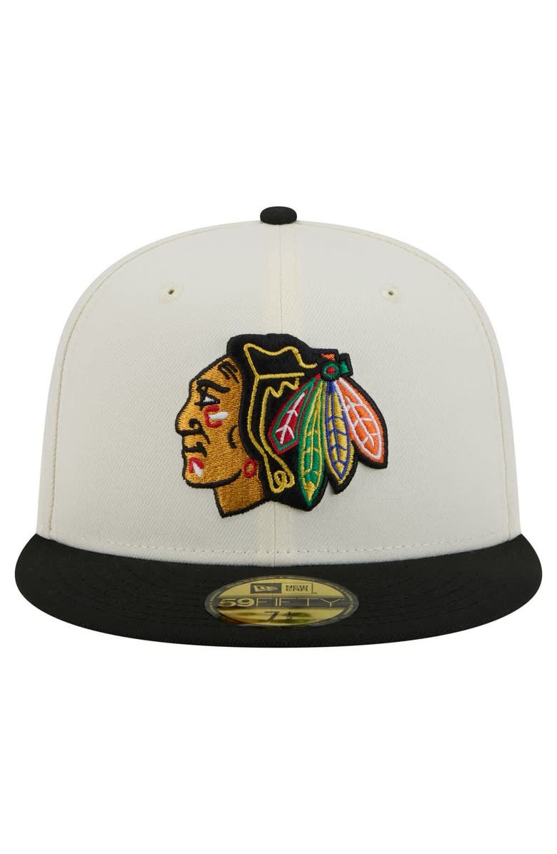 New Era Men's New Era White Chicago Blackhawks Chrome Two-Toned 59FIFTY Fitted Hat, Alternate, color,