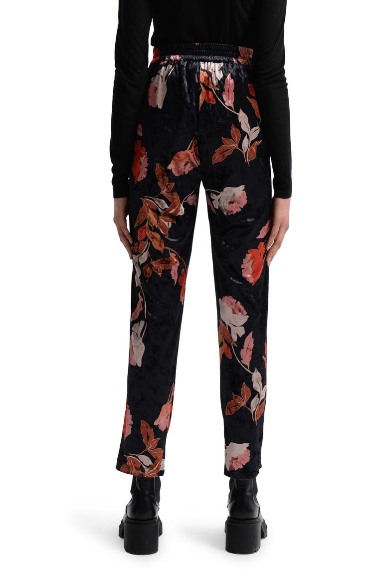 Floral Velvet Pants, Alternate, color, BLACK