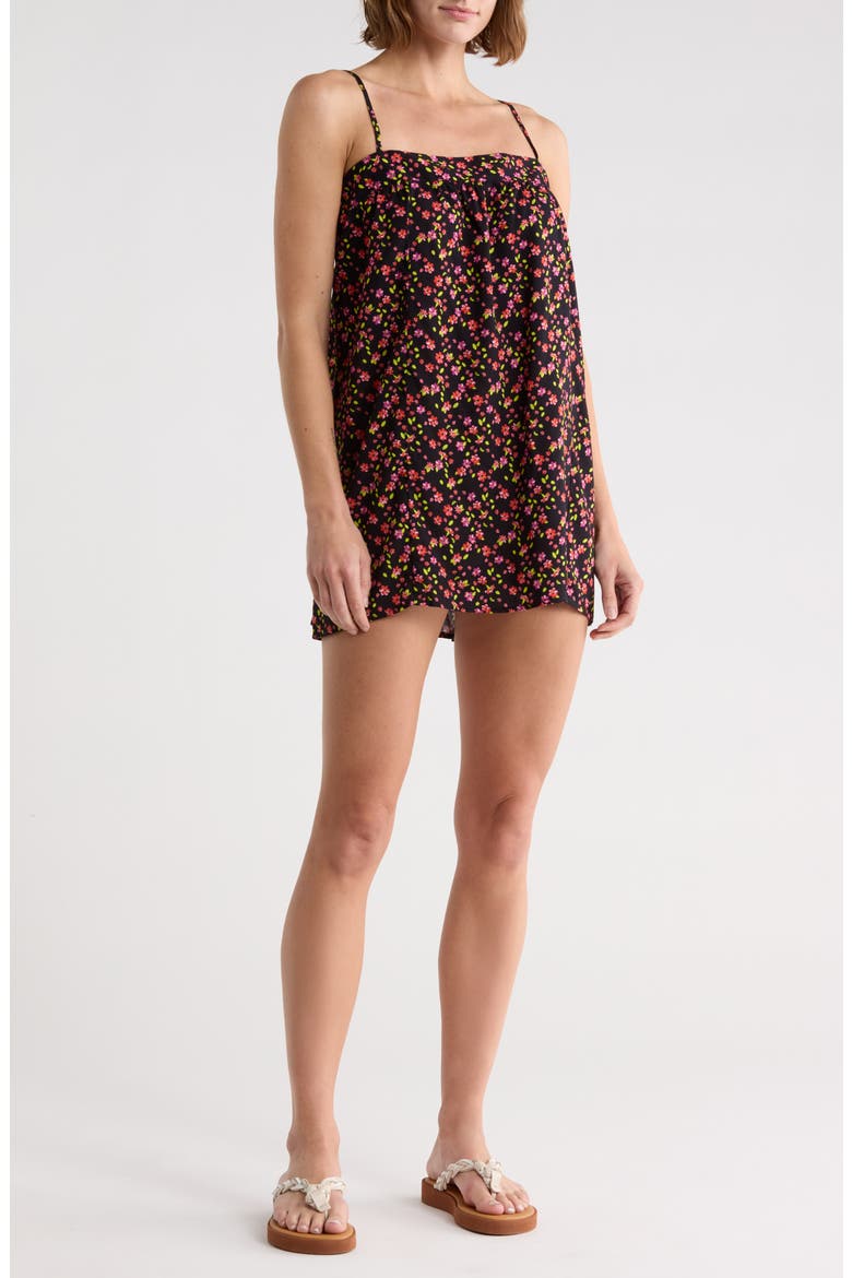 Guilia Floral Cover-Up Minidress, Main, color, BLACK