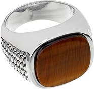 Jan Leslie Sterling Silver & Tiger's Eye Cobra Etched Ring