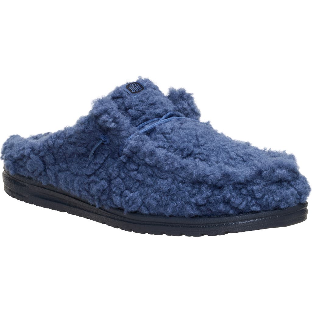 Hey Dude Wally Faux Shearling Slipper In Blue