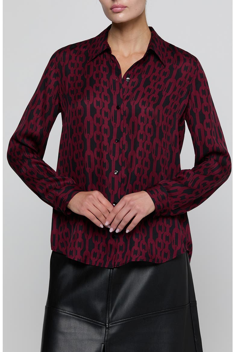 Nina Silk Shirt, Main, color, BLACK/ MERLOT RED FIGARO CHAIN