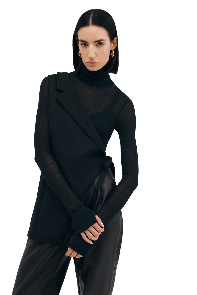 Grattan Asymmetric Sleeveless Blazer, Alternate, color, BLACK