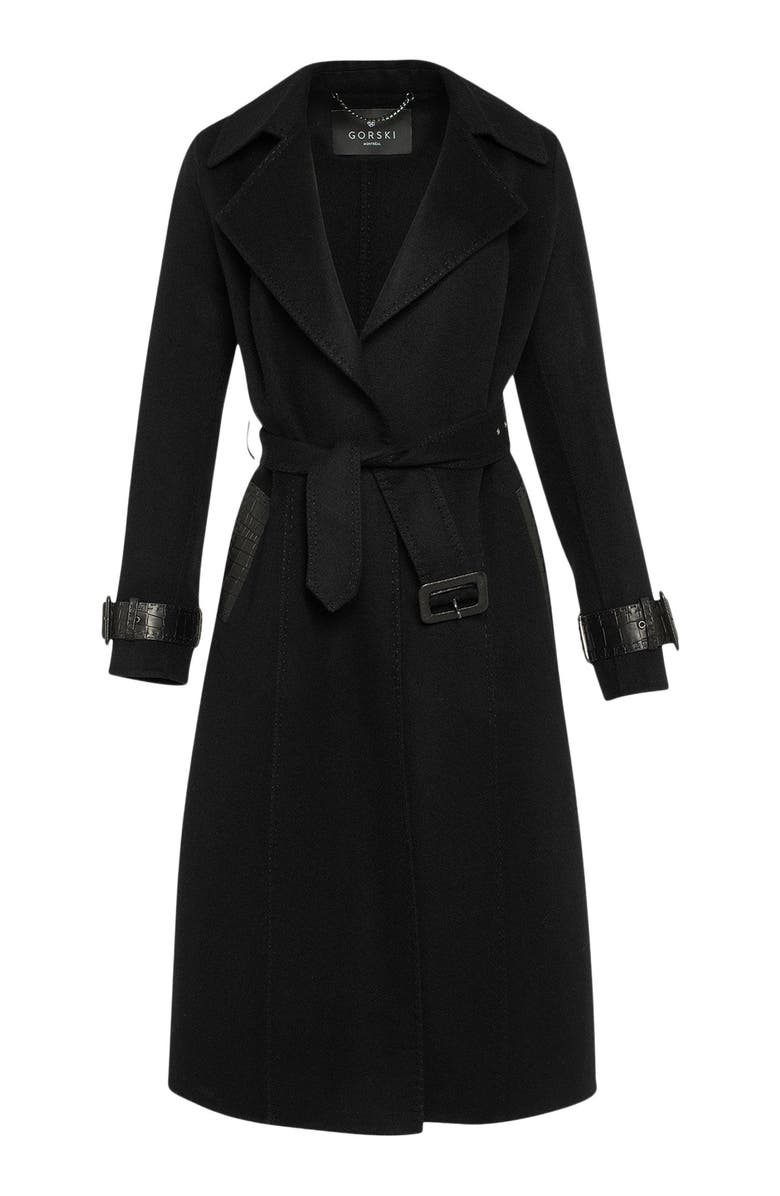 GORSKI Loro Piana Wool Blend Trench Coat, Alternate, color, Black/Black