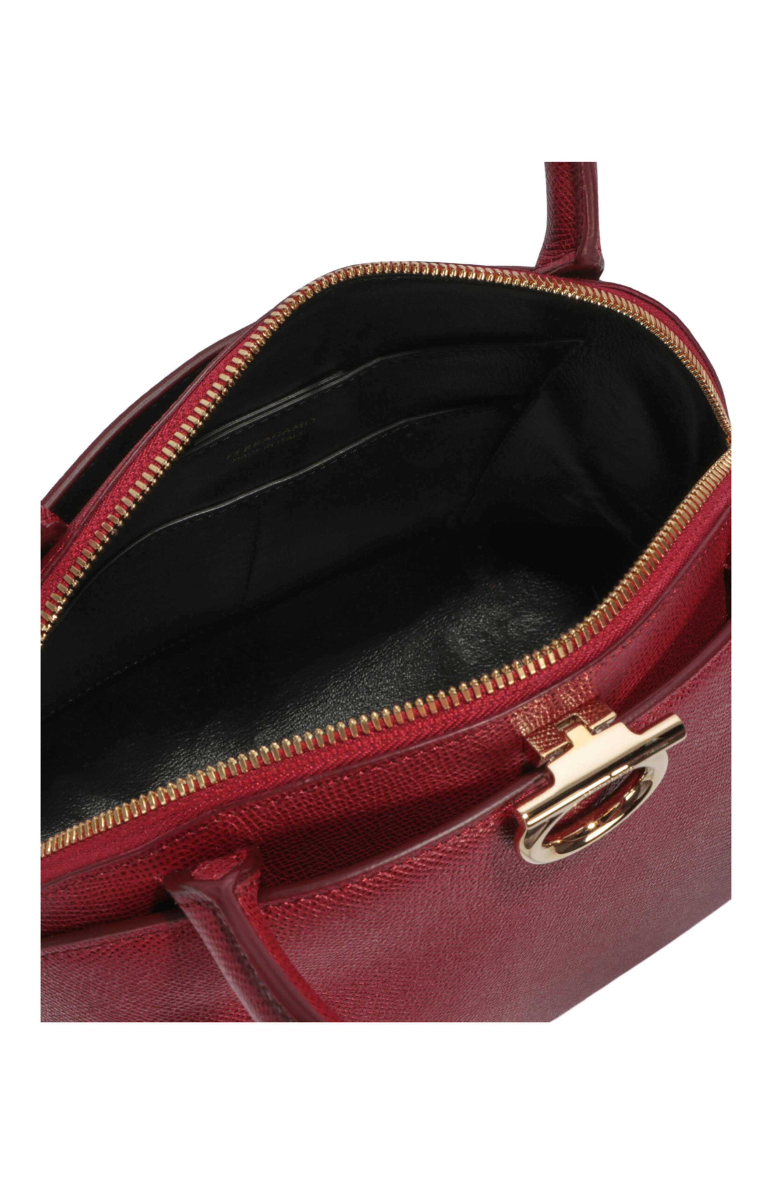 FERRAGAMO Gancini Medium Top Handle Bag, Alternate, color, Burgundy
