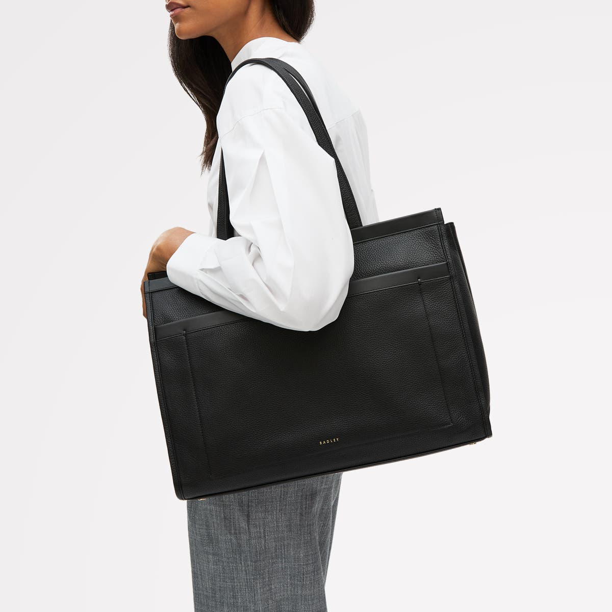 Radley Alba Place Large Ziptop Workbag, Alternate, color, Black