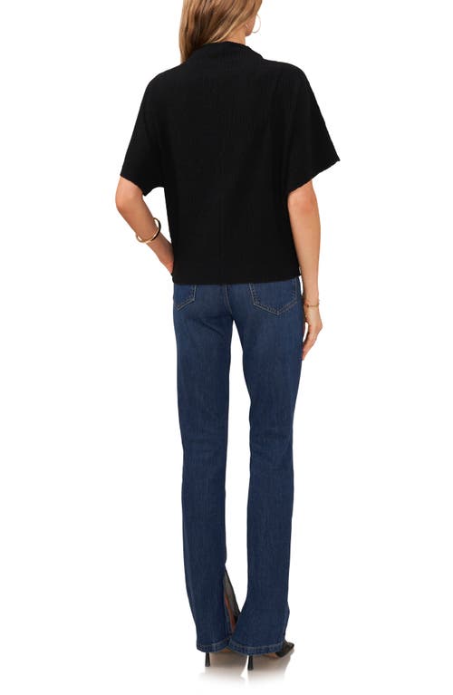 Shop Vince Camuto Textured Mock Neck Top In Rich Black