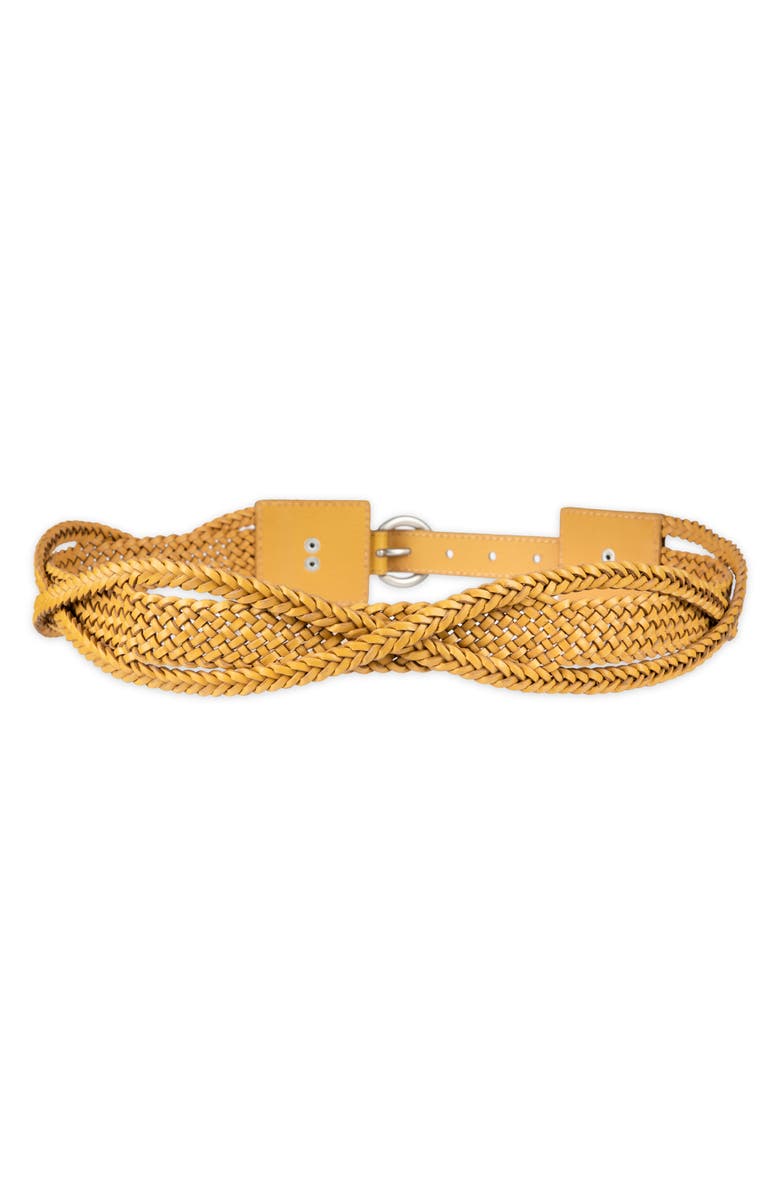 Sam Edelman Twist Braided Leather Belt, Alternate, color, Mustard