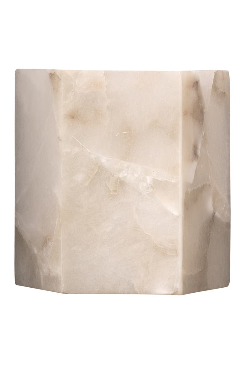 Borealis 1-Light Alabaster Hexagon Wall Sconce, Main, color, White