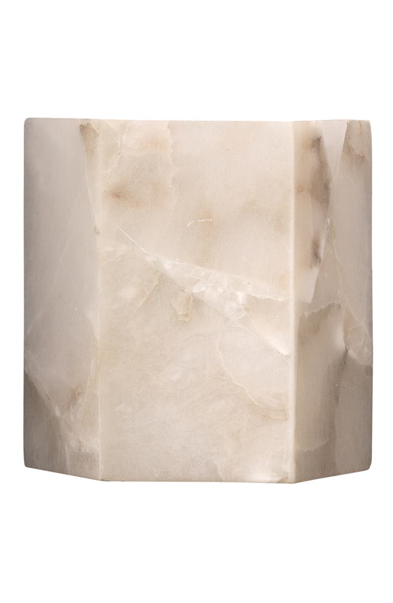 JAMIE YOUNG Borealis 1-Light Alabaster Hexagon Wall Sconce, Main, color, White